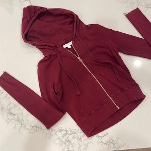 Spiritual Gangster, Zip Distressed Hoodie, Rose Gold Zipper. Size Small